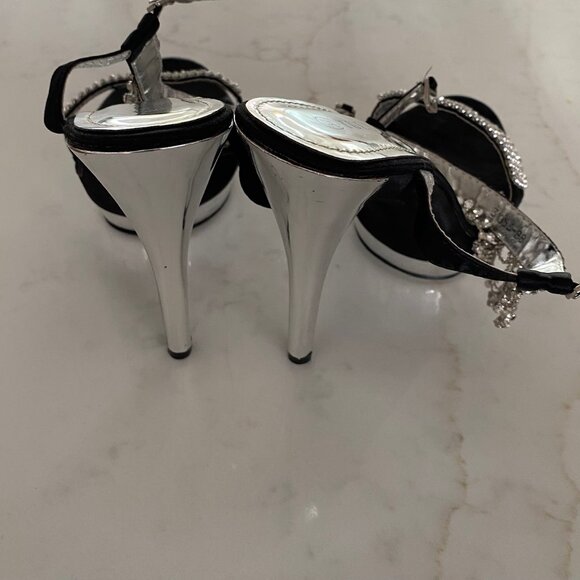 Tulipano High Heel Platform Shoes with Rhinestone Accents and Ankle Trim, Size 3 - Picture 5 of 6